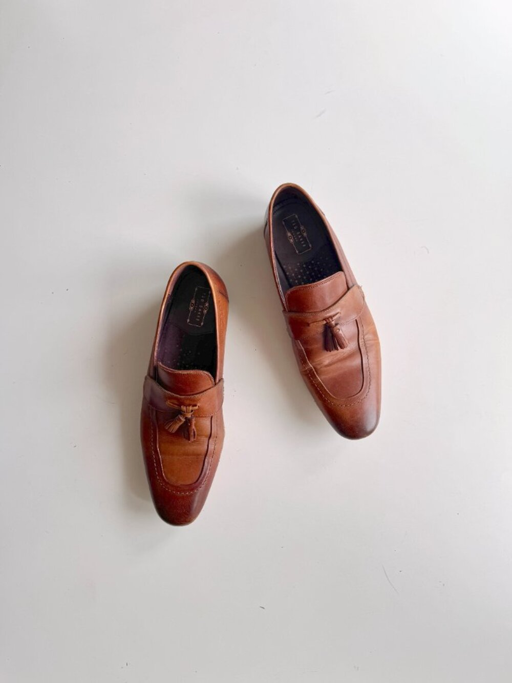 TED BAKER Grafit Brown Leather Tassel Derby Loafers Dress Shoes, Size 10